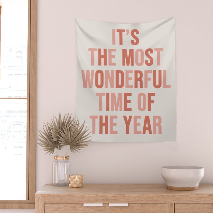 The Most Wonderful Time Of The Year Warm Pink Wall Tapestry Gallery Image 2