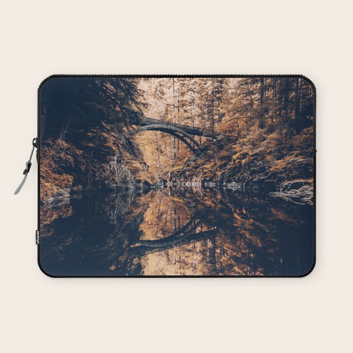 Autumn Forest Miracle on the Pacific Northwest River Bend Laptop Sleeve Gallery Image 1