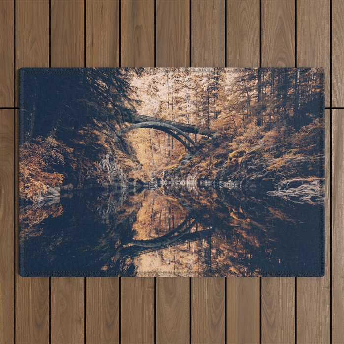 Autumn Forest Miracle on the Pacific Northwest River Bend Outdoor Rug Gallery Image 1
