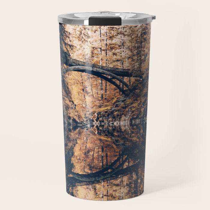 Autumn Forest Miracle on the Pacific Northwest River Bend Travel Mug Gallery Image 1