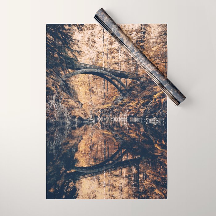 Autumn Forest Miracle on the Pacific Northwest River Bend Wrapping Paper Gallery Image 1