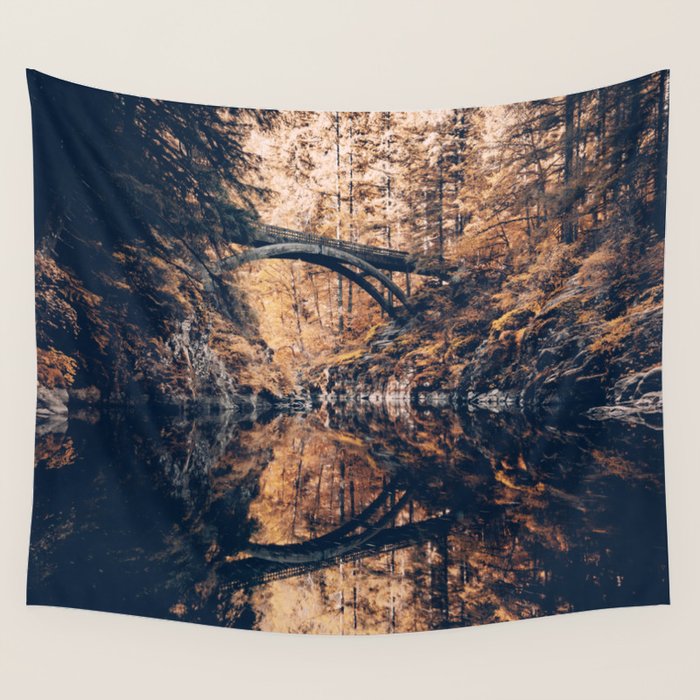 Autumn Forest Miracle on the Pacific Northwest River Bend Wall Tapestry Gallery Image 4