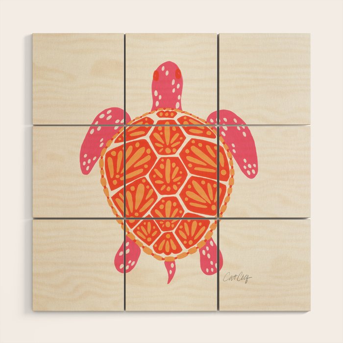 Sea Turtle - Melon Palette Wood Wall Art Gallery Image 1