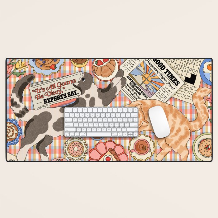 Breakfast With Cats Desk Mat Gallery Image 1