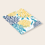 Floral Blooms and Leaves, Navy, Teal Blue, Yellow Notebook Gallery Image 2