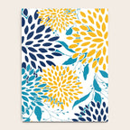 Floral Blooms and Leaves, Navy, Teal Blue, Yellow Notebook Gallery Image 4