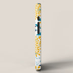 Floral Blooms and Leaves, Navy, Teal Blue, Yellow iPhone Case Gallery Image 2