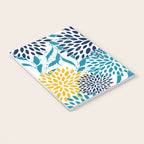 Floral Blooms and Leaves, Navy, Teal Blue, Yellow Notebook Gallery Image 3