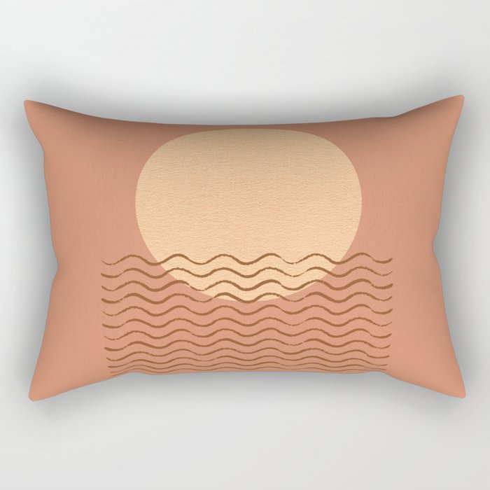 Ocean Wave Terracotta - Mid century modern Rectangular Pillow Gallery Image 1