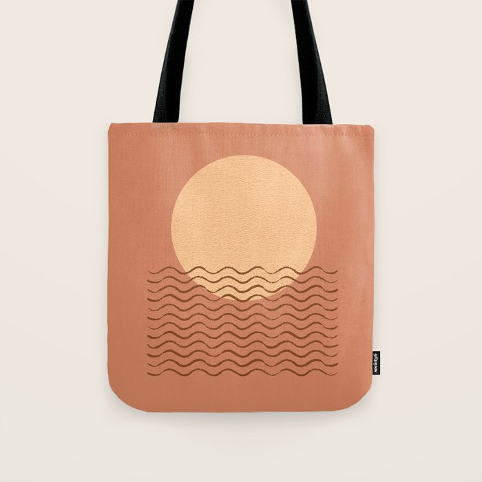 Ocean Wave Terracotta - Mid century modern Tote Bag Gallery Image 1