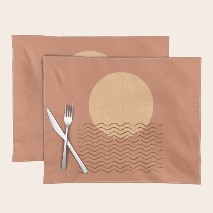 Ocean Wave Terracotta - Mid century modern Placemat Gallery Image 1