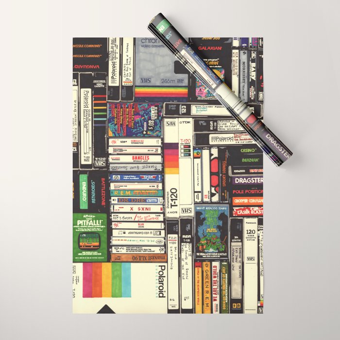 Cassettes, VHS and Video Games Wrapping Paper Gallery Image 1