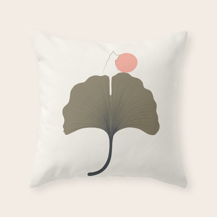Cat and Plant 33 Throw Pillow Gallery Image 6