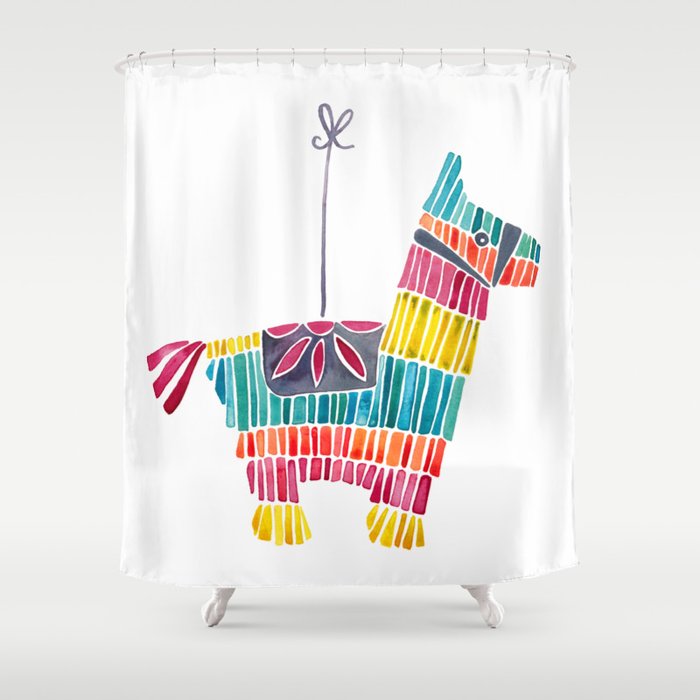 Mexican Donkey PinÌata - CMYK Palette Shower Curtain Gallery Image 1