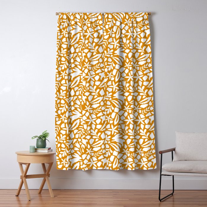 Folk Art Bunnies - Ochre and white Window Curtain Gallery Image 5