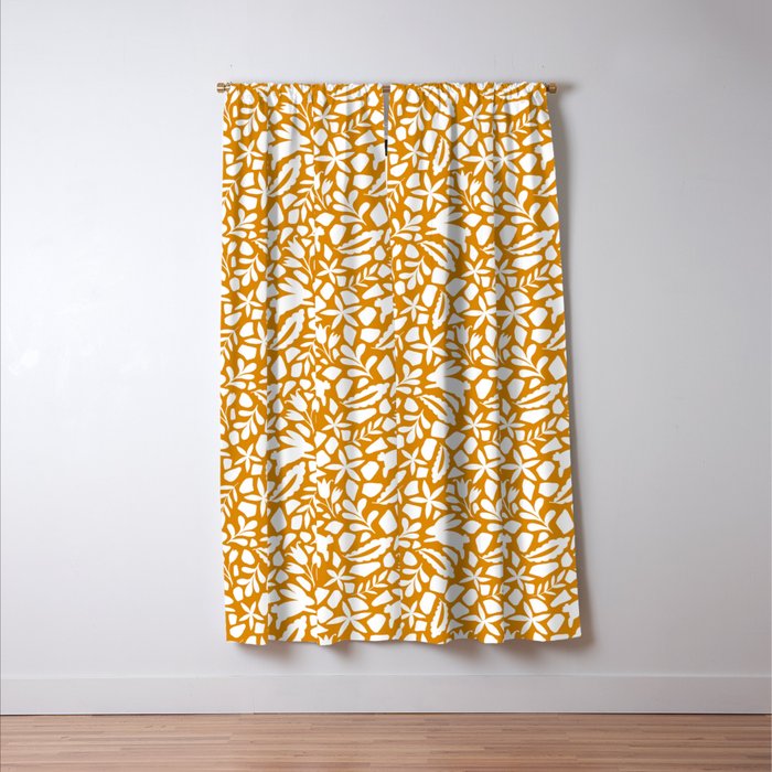 Folk Art Bunnies - Ochre and white Window Curtain Gallery Image 3