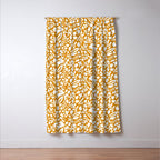 Folk Art Bunnies - Ochre and white Window Curtain Gallery Image 3