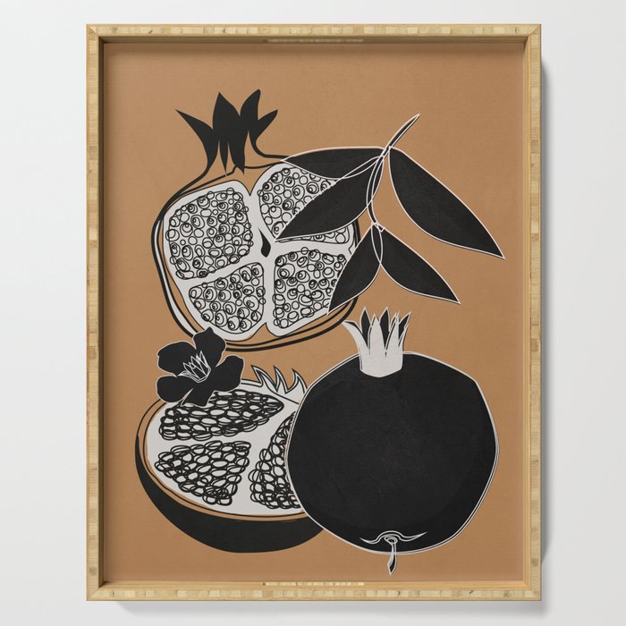 Line Art Pomegranates 5 Serving Tray Gallery Image 1