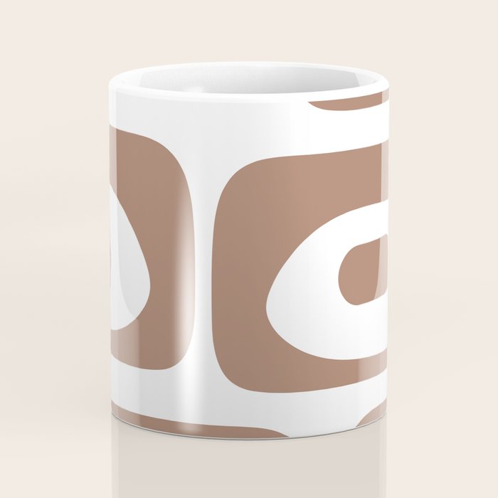 Mid Century Modern Abstract Piquet Pattern in Mocha Brown and White Coffee Mug Gallery Image 4