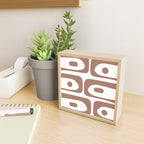 Mid Century Modern Abstract Piquet Pattern in Mocha Brown and White Mini Art Print Gallery Image 2