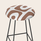 Mid Century Modern Abstract Piquet Pattern in Mocha Brown and White Stool Gallery Image 2