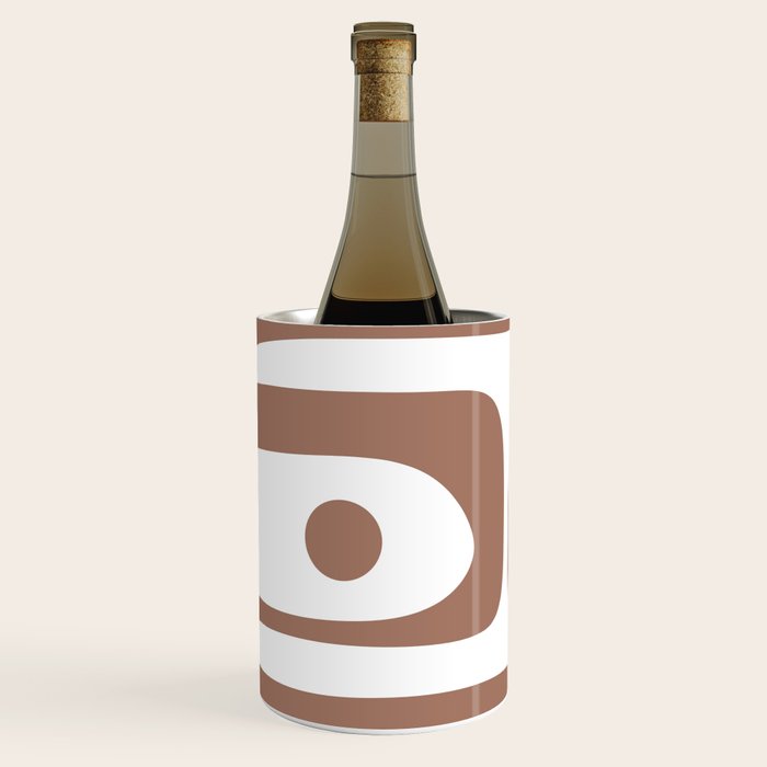 Mid Century Modern Abstract Piquet Pattern in Mocha Brown and White Wine Chiller Gallery Image 2