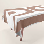 Mid Century Modern Abstract Piquet Pattern in Mocha Brown and White Tablecloth Gallery Image 1