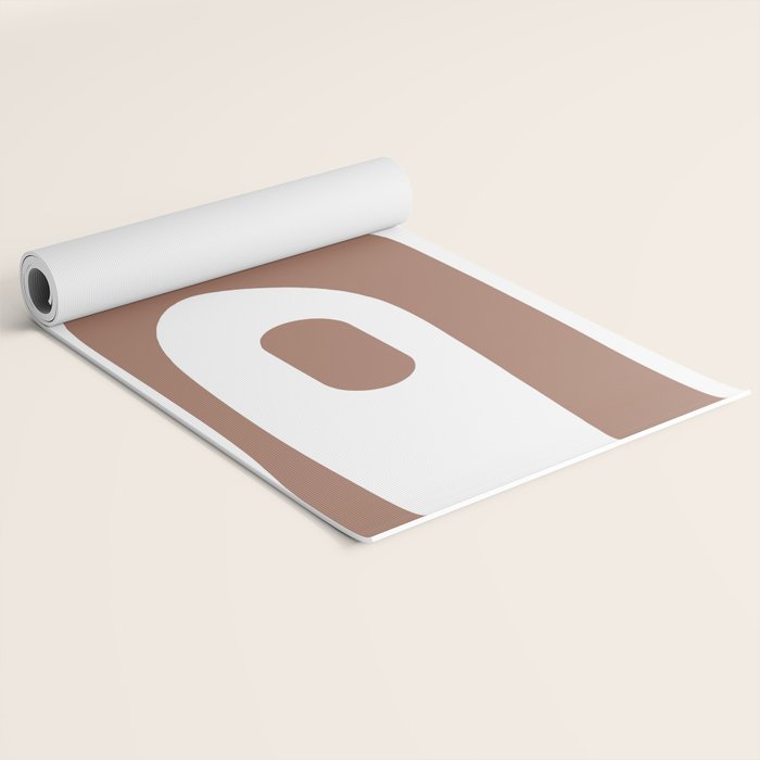Mid Century Modern Abstract Piquet Pattern in Mocha Brown and White Yoga Mat Gallery Image 2