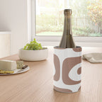 Mid Century Modern Abstract Piquet Pattern in Mocha Brown and White Wine Chiller Gallery Image 4