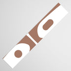 Mid Century Modern Abstract Piquet Pattern in Mocha Brown and White Table Runner Gallery Image 3
