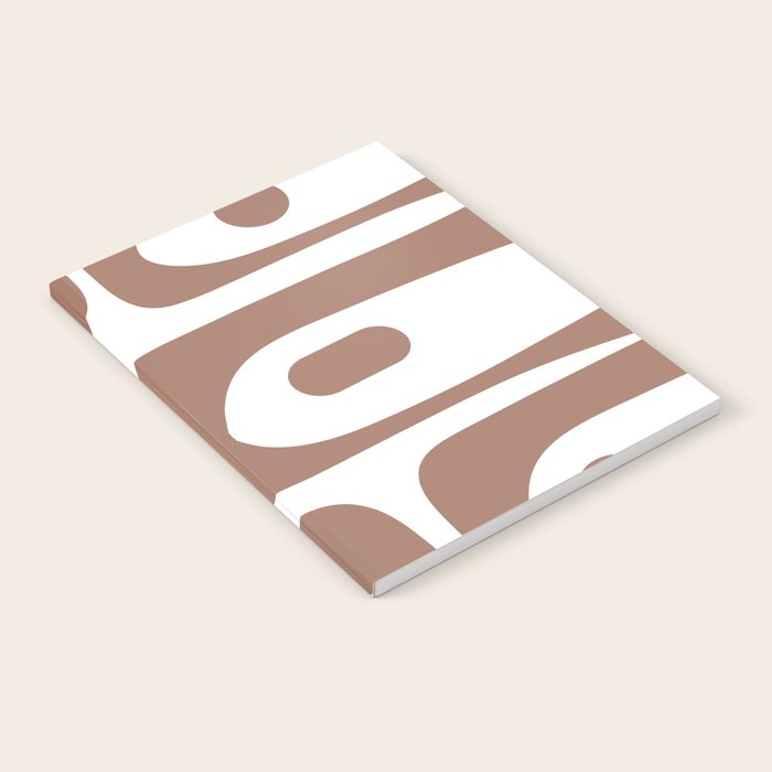 Mid Century Modern Abstract Piquet Pattern in Mocha Brown and White Notebook Gallery Image 2