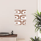 Mid Century Modern Abstract Piquet Pattern in Mocha Brown and White Poster Gallery Image 2