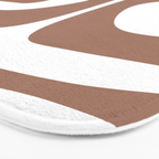 Mid Century Modern Abstract Piquet Pattern in Mocha Brown and White Bath Mat Gallery Image 3
