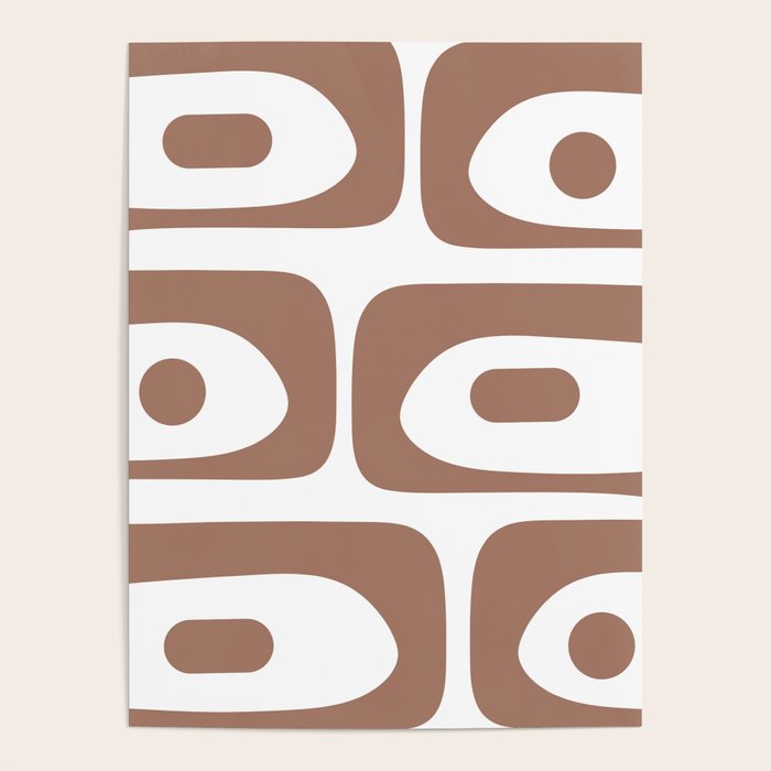 Mid Century Modern Abstract Piquet Pattern in Mocha Brown and White Poster Gallery Image 1
