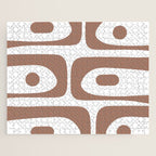 Mid Century Modern Abstract Piquet Pattern in Mocha Brown and White Jigsaw Puzzle Gallery Image 1