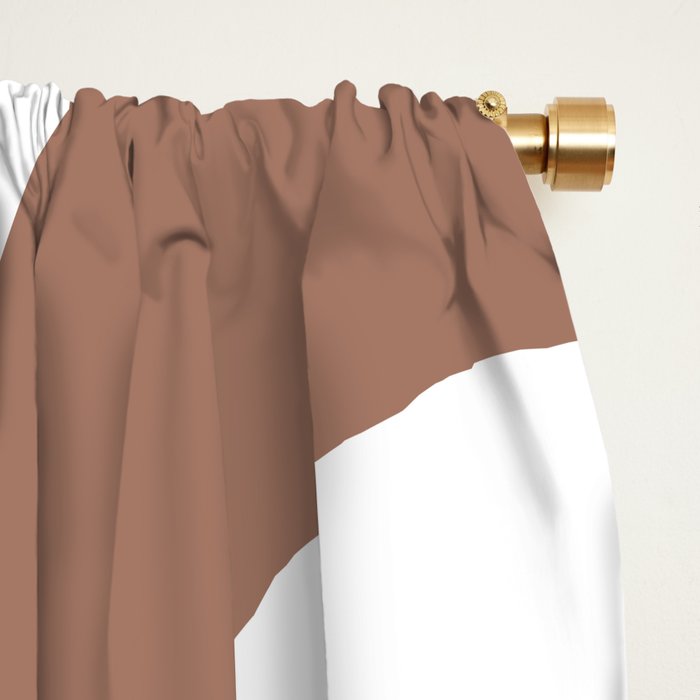 Mid Century Modern Abstract Piquet Pattern in Mocha Brown and White Window Curtain Gallery Image 2