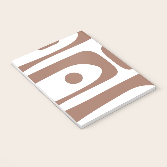 Mid Century Modern Abstract Piquet Pattern in Mocha Brown and White Notebook Gallery Image 3