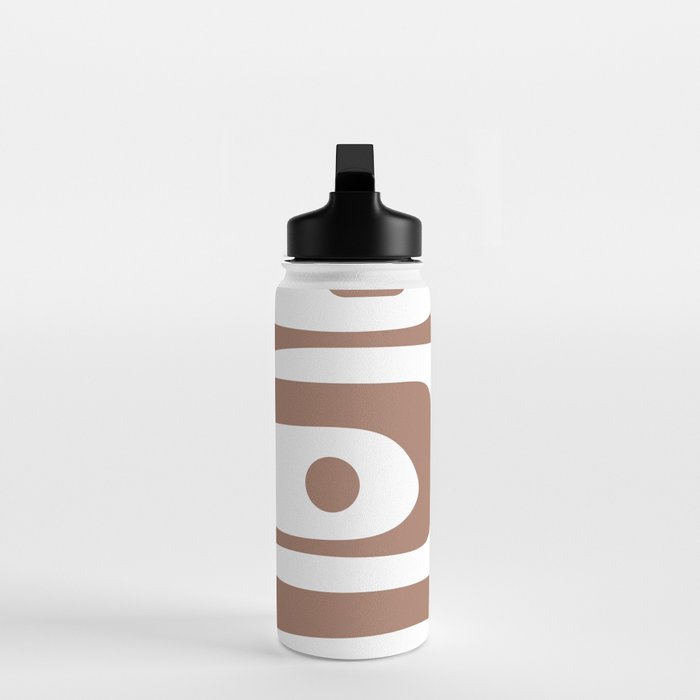 Mid Century Modern Abstract Piquet Pattern in Mocha Brown and White Water Bottle Gallery Image 3