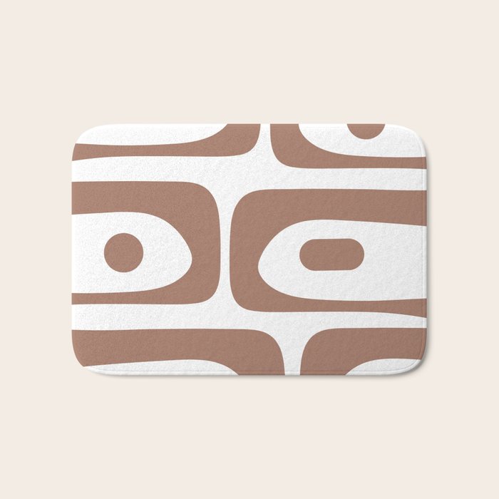 Mid Century Modern Abstract Piquet Pattern in Mocha Brown and White Bath Mat Gallery Image 1
