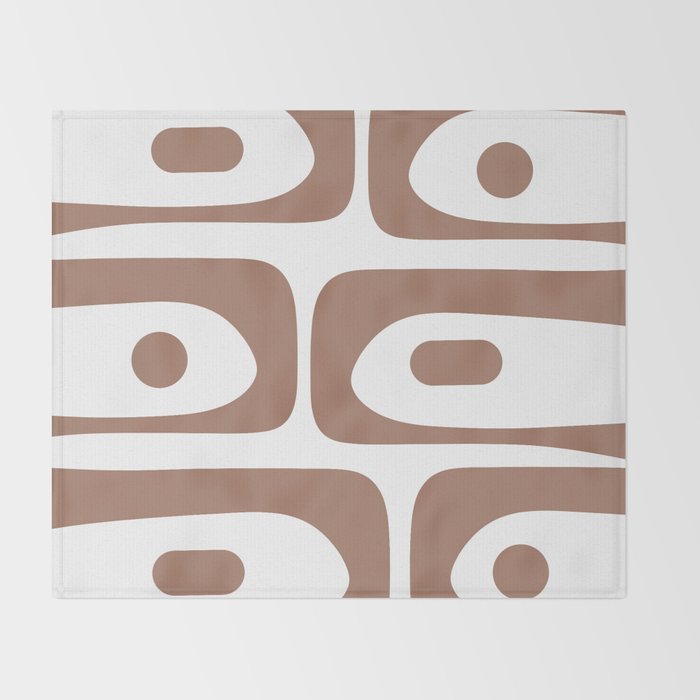 Mid Century Modern Abstract Piquet Pattern in Mocha Brown and White Throw Blanket Gallery Image 2
