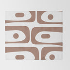 Mid Century Modern Abstract Piquet Pattern in Mocha Brown and White Throw Blanket Gallery Image 2
