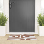 Mid Century Modern Abstract Piquet Pattern in Mocha Brown and White Welcome Mat Gallery Image 3