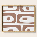 Mid Century Modern Abstract Piquet Pattern in Mocha Brown and White Serving Tray Gallery Image 1