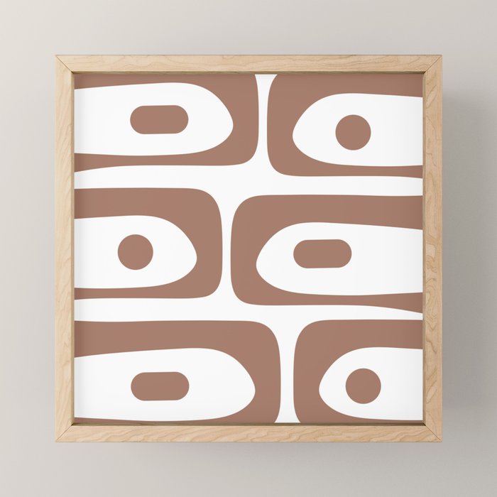 Mid Century Modern Abstract Piquet Pattern in Mocha Brown and White Mini Art Print Gallery Image 1