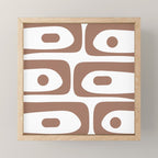 Mid Century Modern Abstract Piquet Pattern in Mocha Brown and White Mini Art Print Gallery Image 1