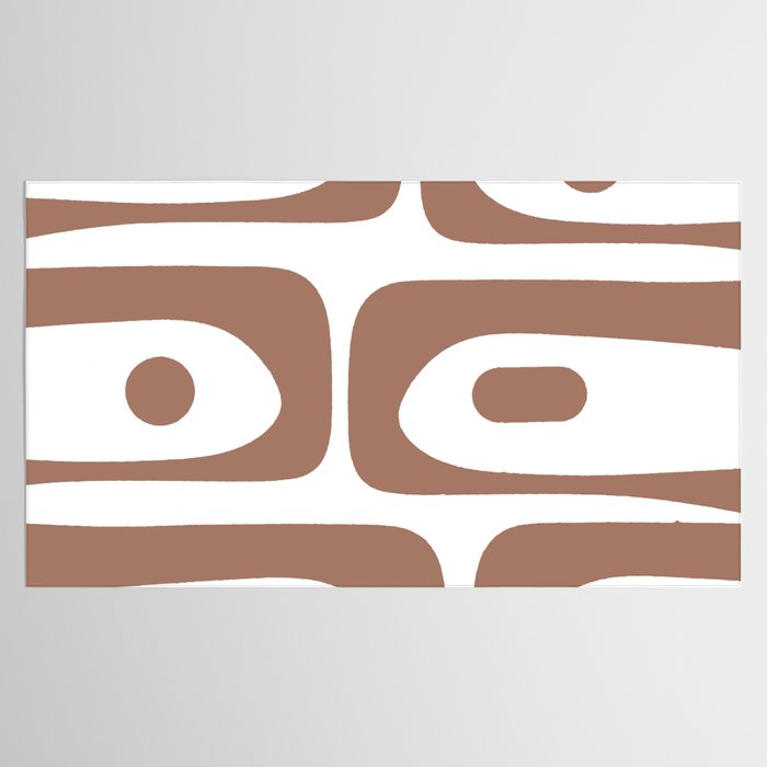 Mid Century Modern Abstract Piquet Pattern in Mocha Brown and White Tablecloth Gallery Image 2