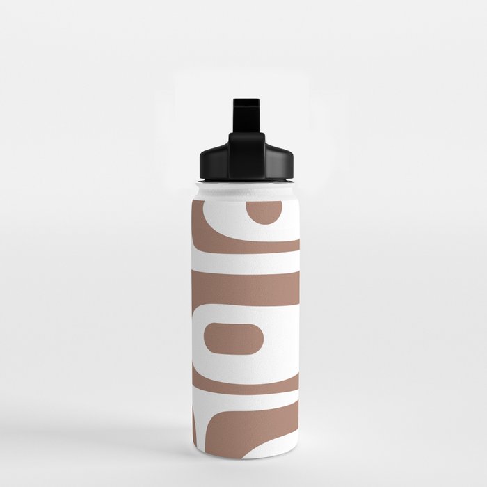 Mid Century Modern Abstract Piquet Pattern in Mocha Brown and White Water Bottle Gallery Image 2