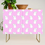 Vaporwave greek statue doodle pattern Credenza Gallery Image 1