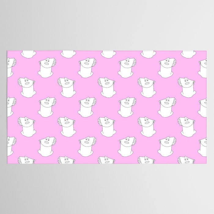 Vaporwave greek statue doodle pattern Tablecloth Gallery Image 2