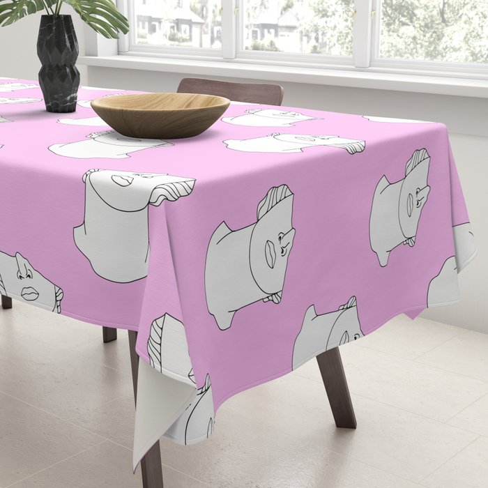 Vaporwave greek statue doodle pattern Tablecloth Gallery Image 3